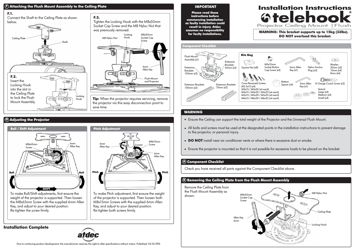 Telehook TH-WH-PJ-FM Installation manual