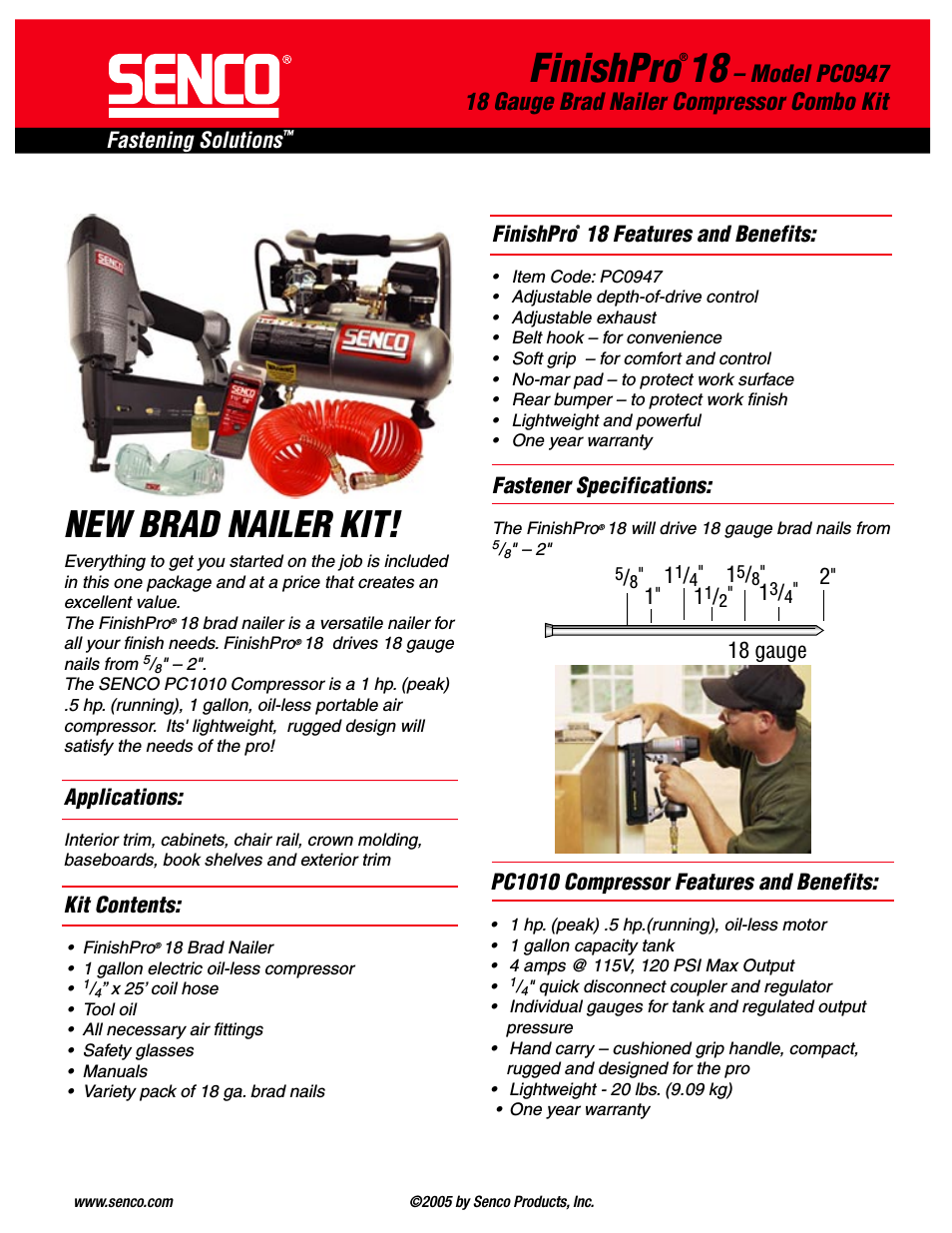 Brad Nailer Compressor Combo Kit PC0947