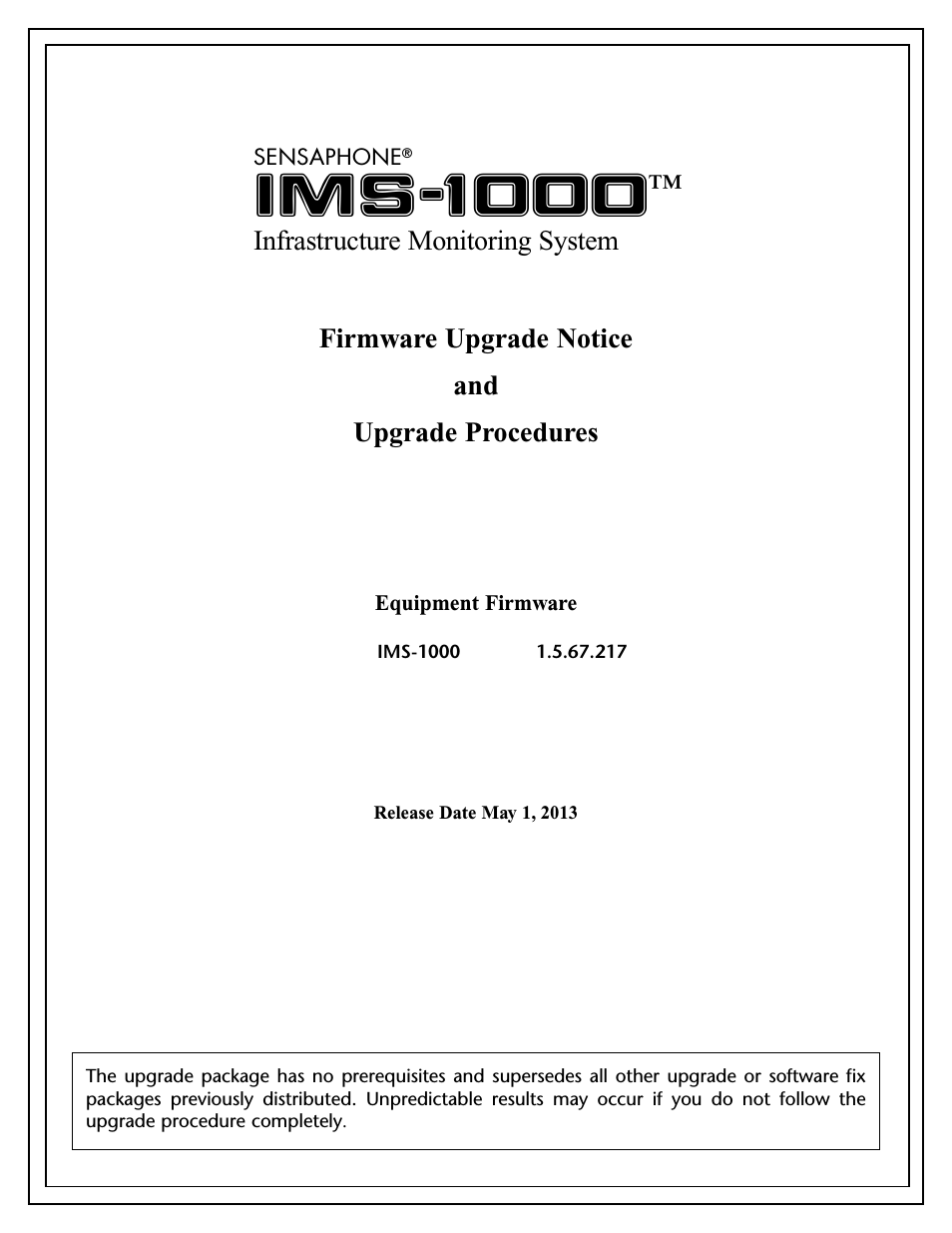 IMS-1000 Upgrade instructions