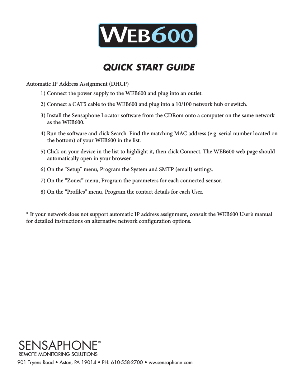 WEB600 Quick start Guide