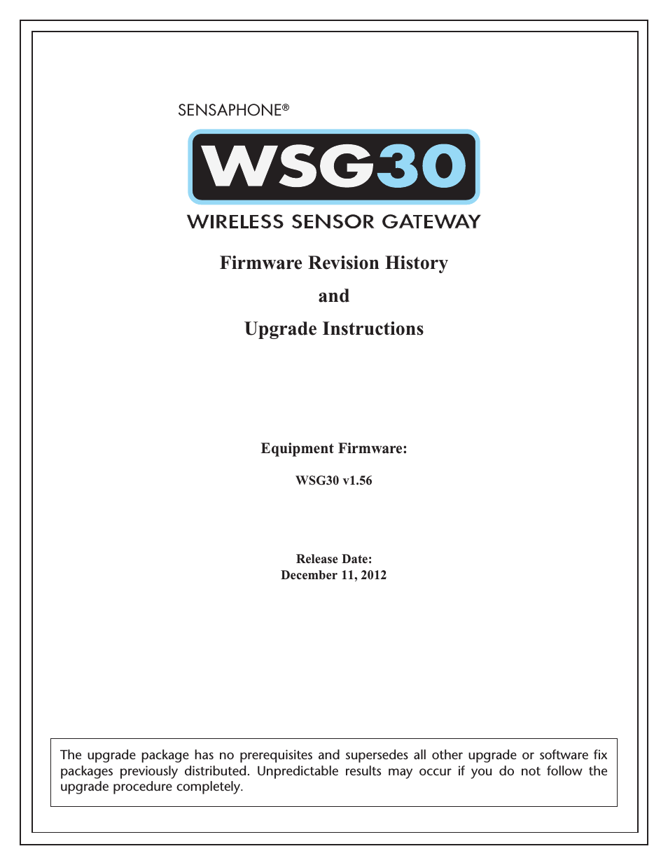 WSG30 Upgrade instructions