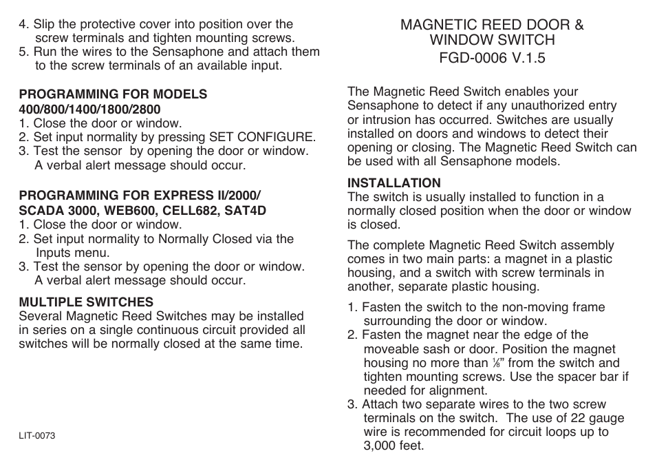 fgd-0006 MAGNETIC REED DOOR & WINDOW SWITCH