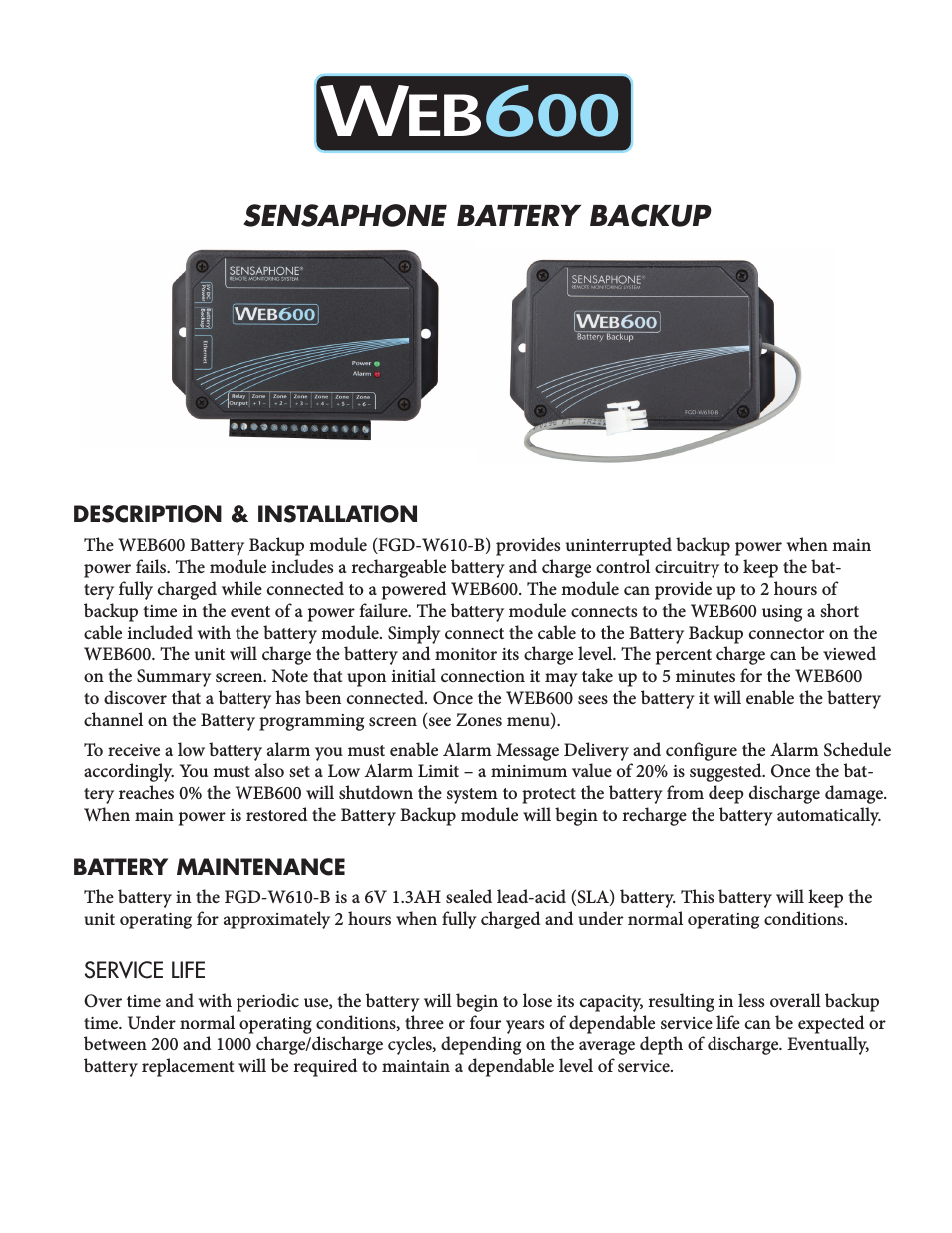 fgd-W610-B WEB600 Battery Backup