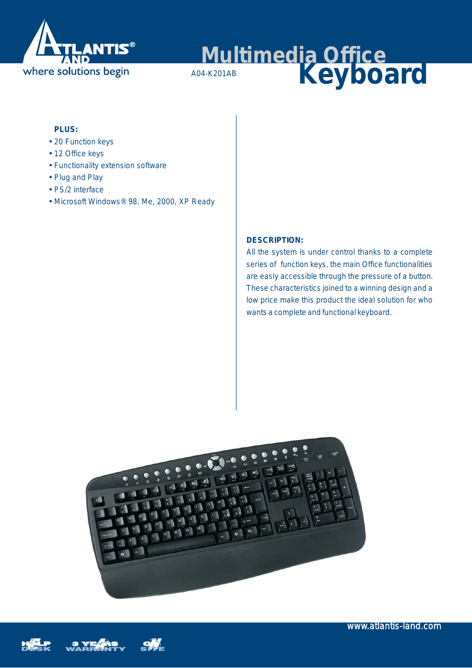 Multimedia Office Keyboard A04-K201AB
