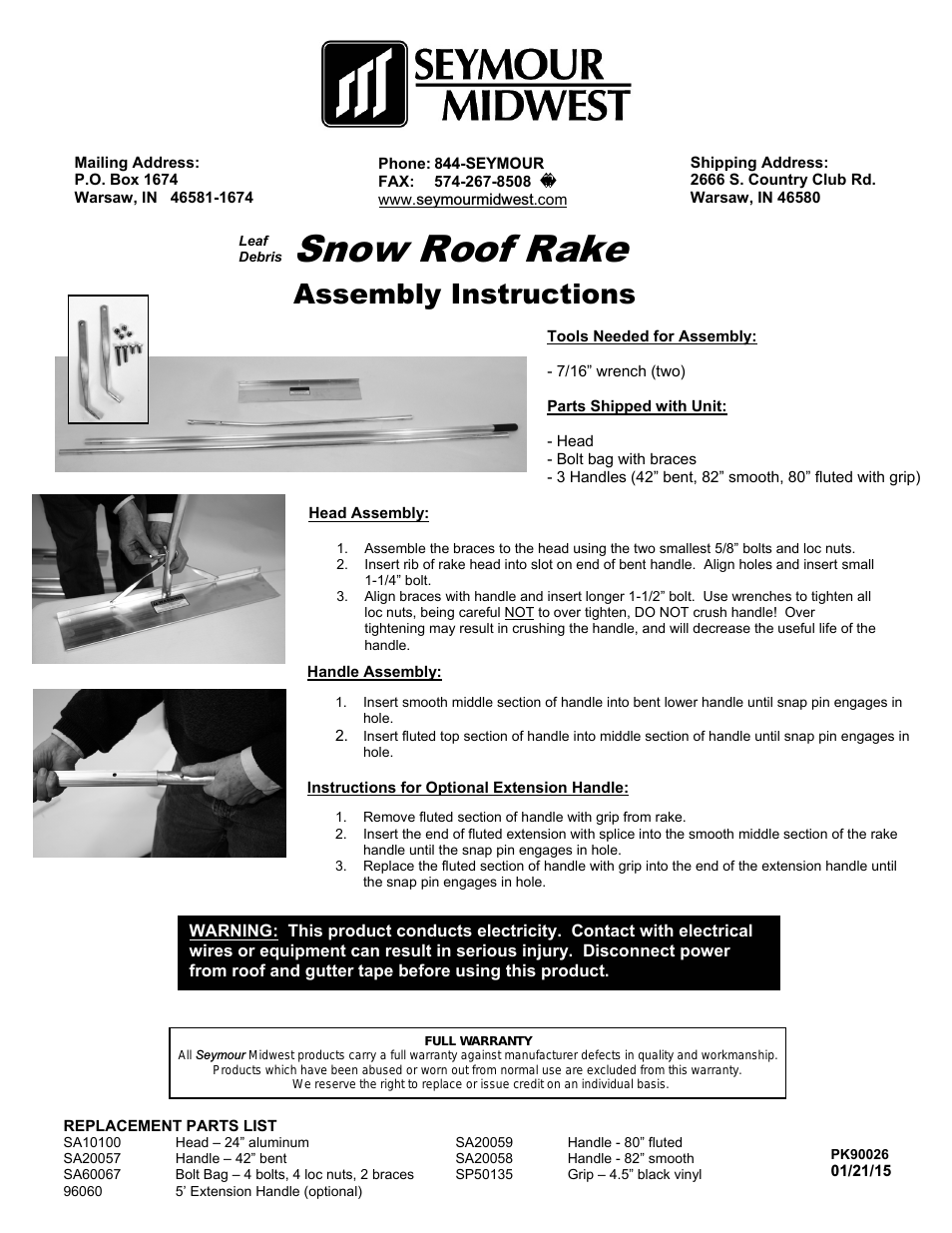 Snow Roof Rake, 3 Handles(PK90026)