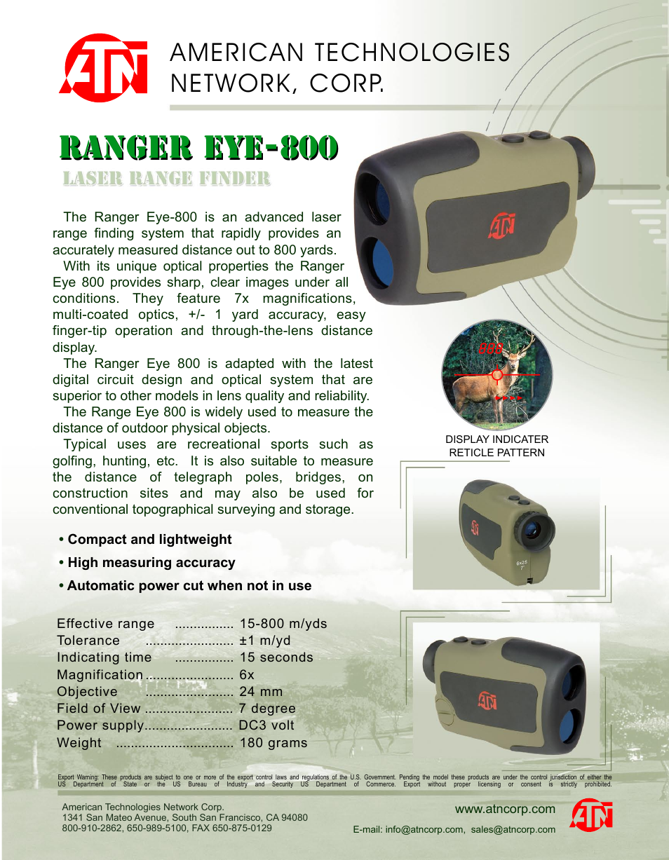 Laser Range Finder Ranger Eye-800