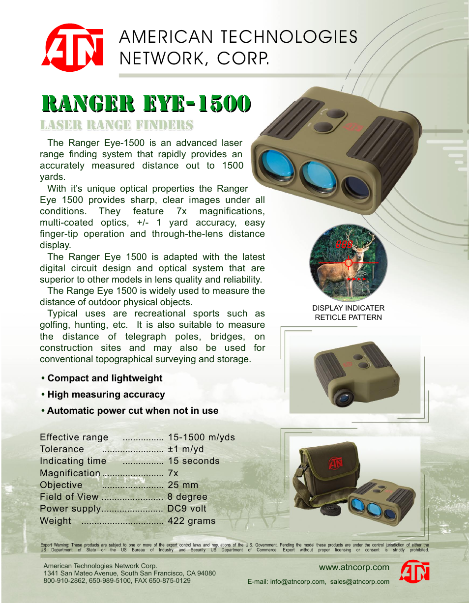 Laser Range Finder RangerEye1500