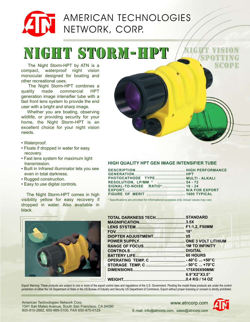 Night Vision Spotting Scope Night Storm-HPT