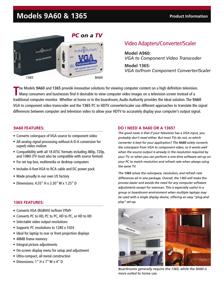 VGA to Component Video Converter/Scaler 1365