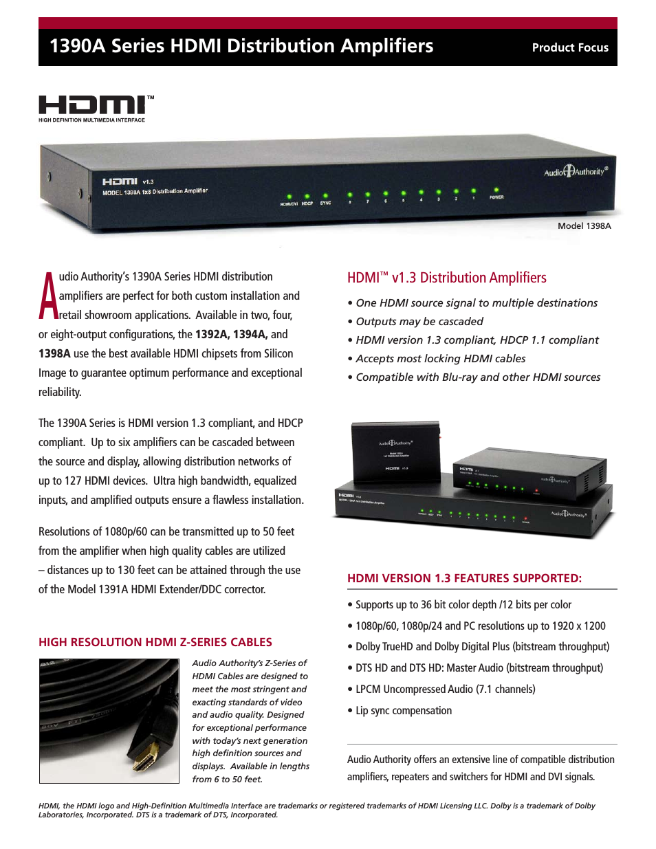 HDMI Distribution Amplifiers 1390A Series