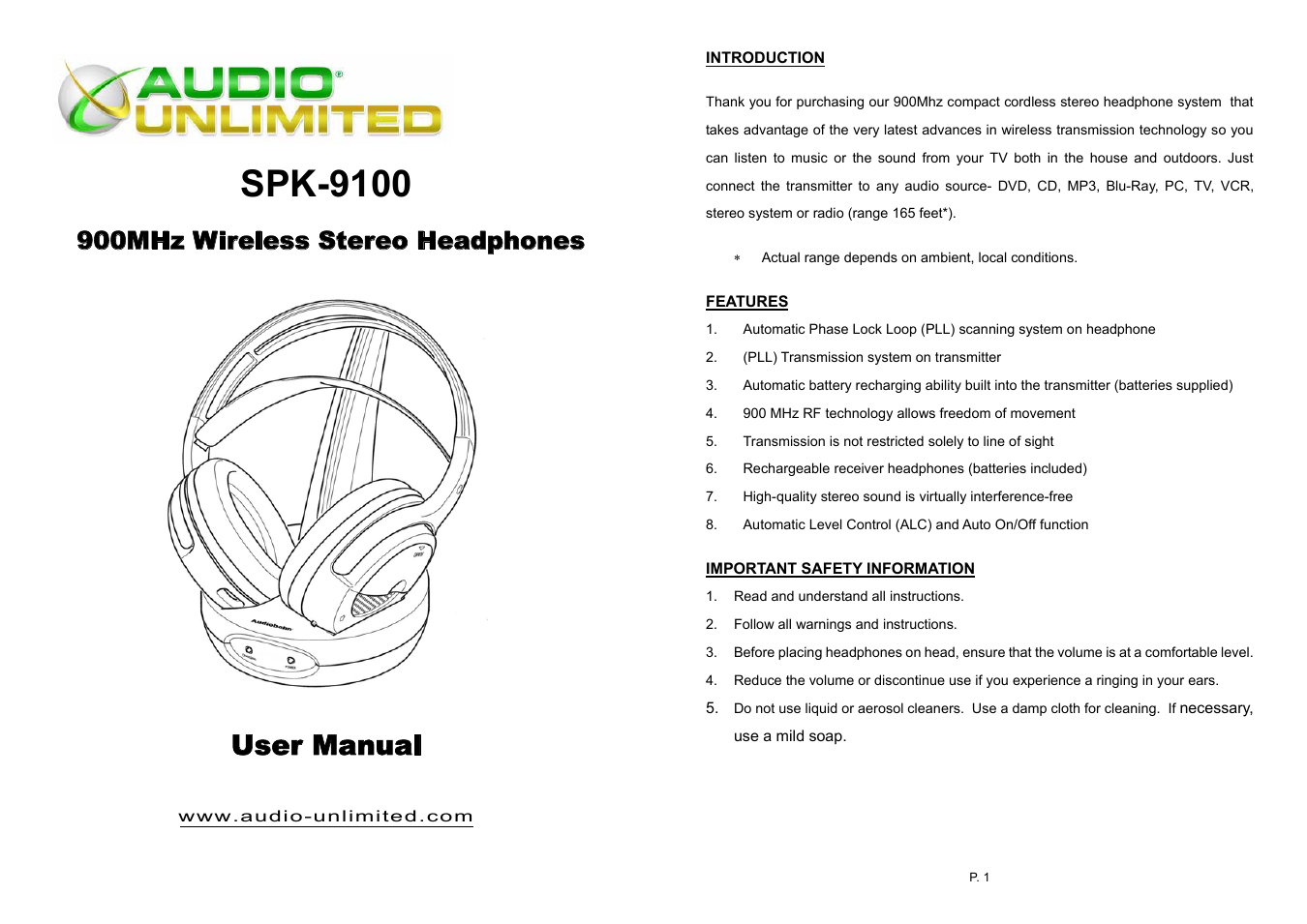 spk-9100 Owners Manual