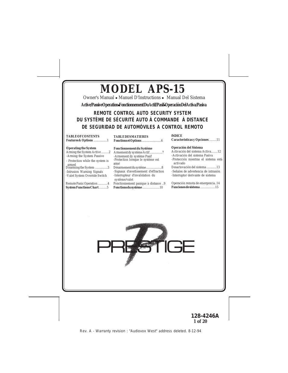 Prestige APS-15