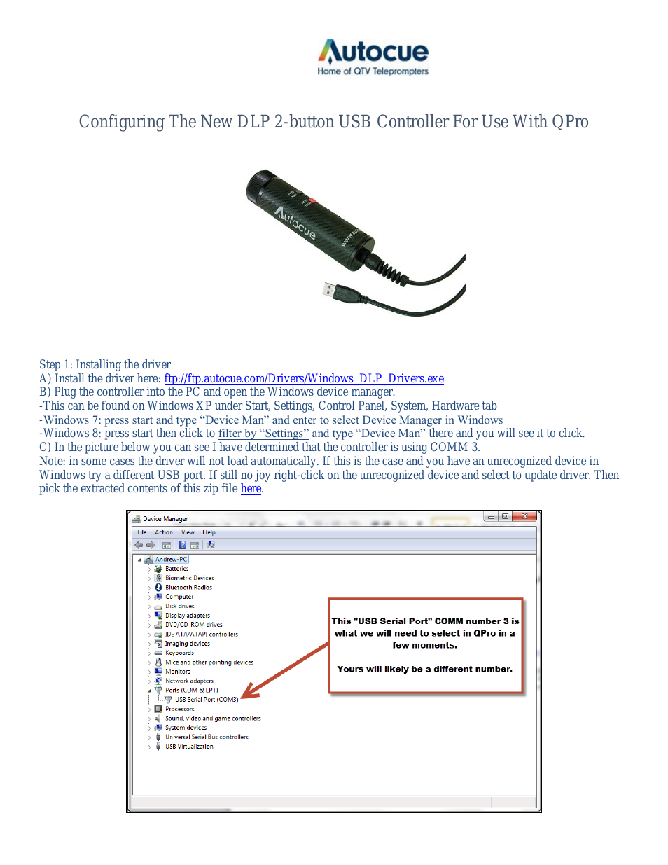 USB Controller For Use With QPro