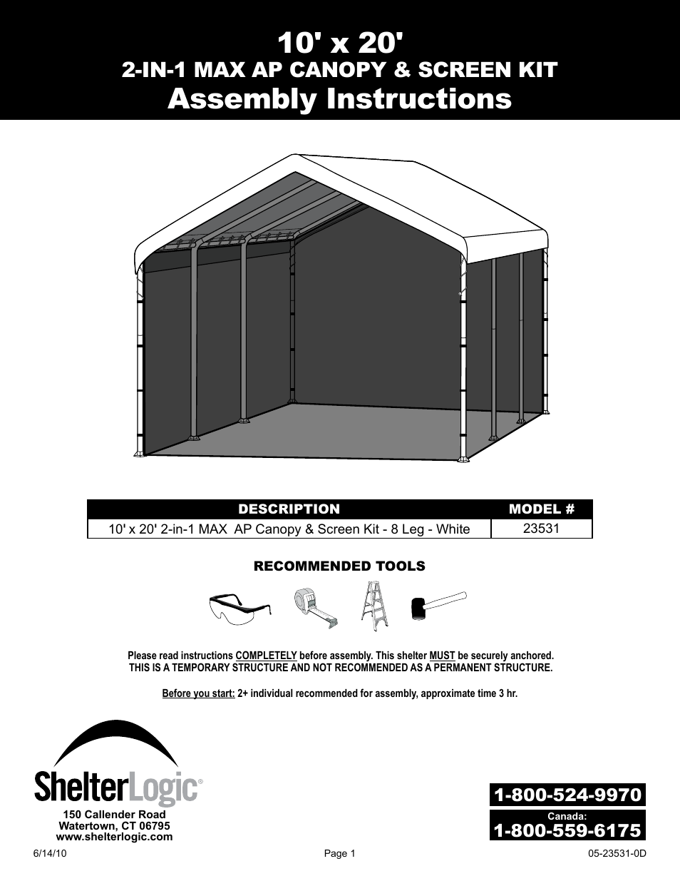 23531 10 x 20 Max AP Canopy 2-in-1 Pack - Screen Kit