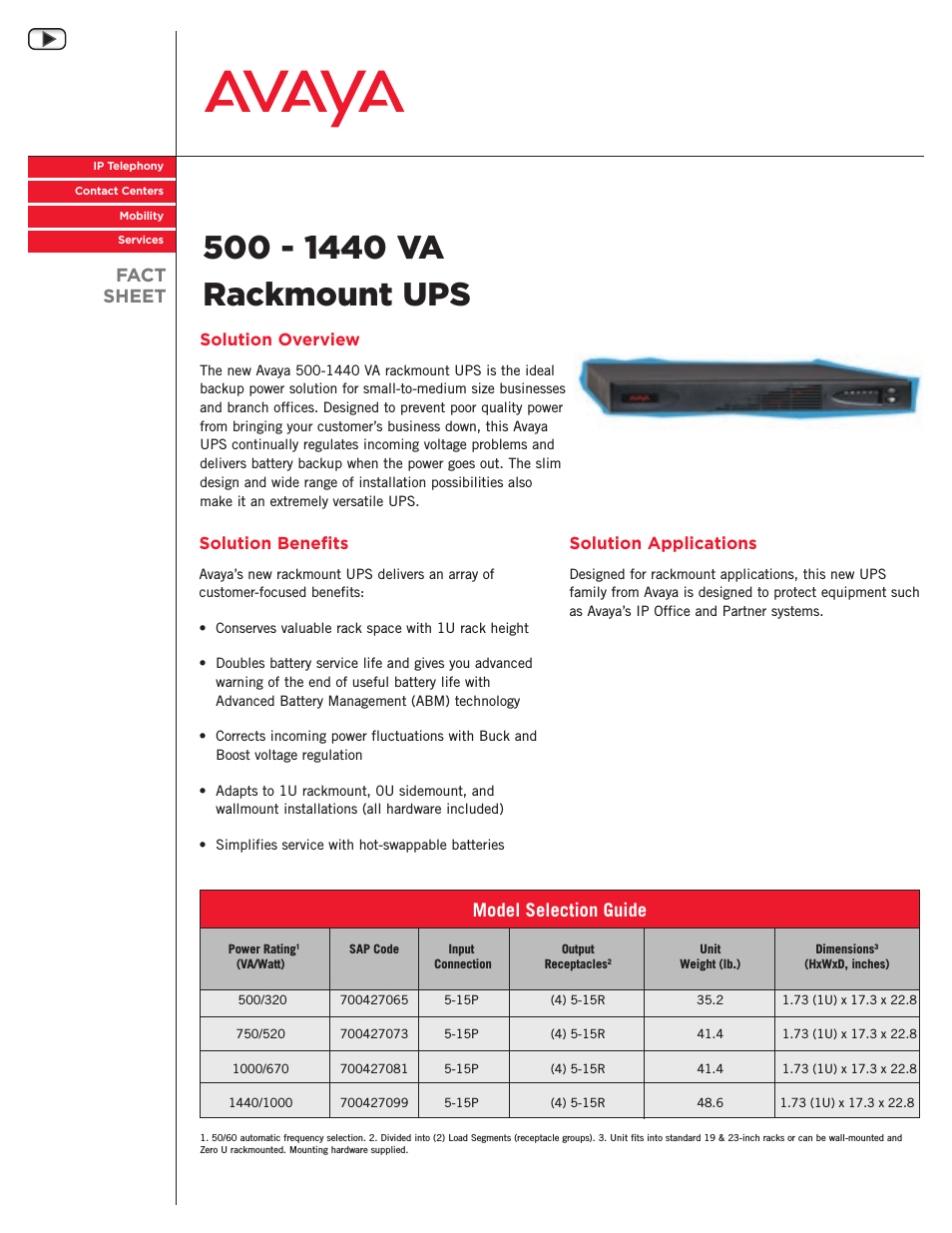 RACKMOUNT UPS 500 - 1440 VA