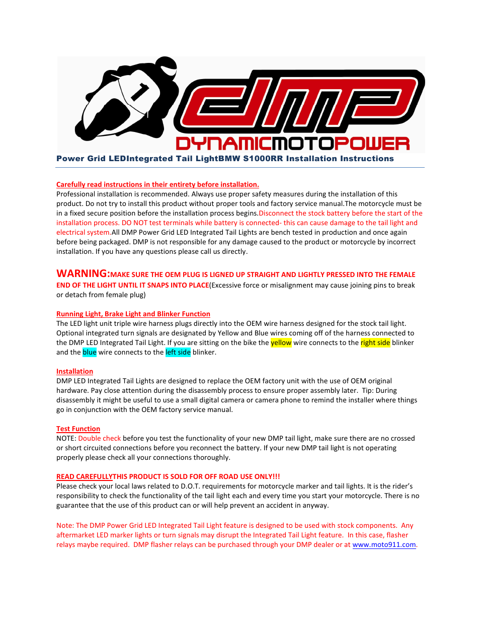DMP Power Grid LED Tail Light BMW S1000RR