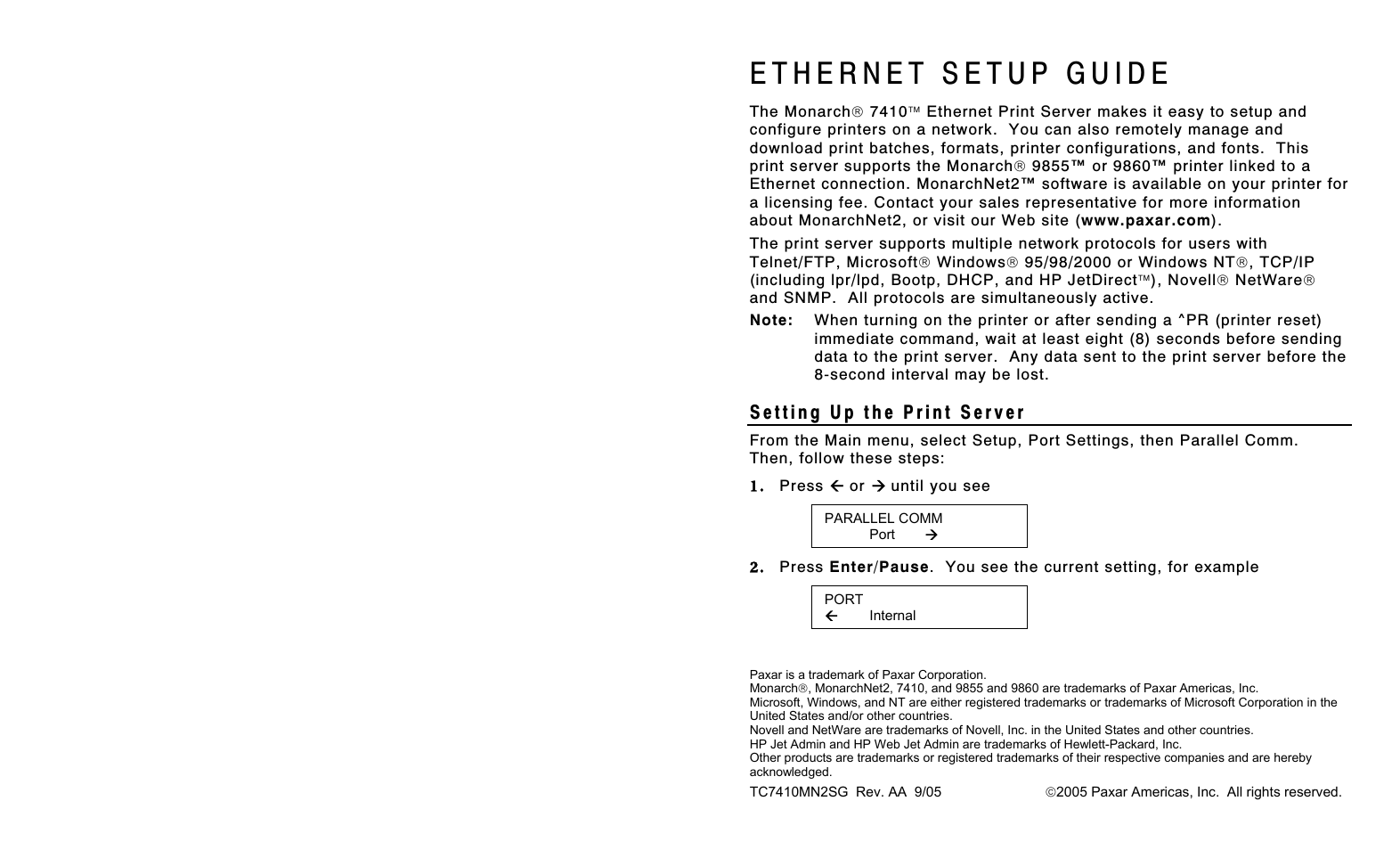7410 Ethernet for 9825 Printers