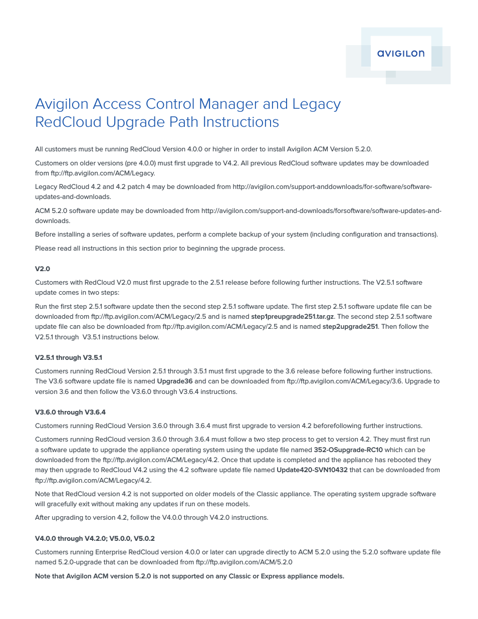 Access Control Manager - Legacy RedCloud Upgrade Path Instructions