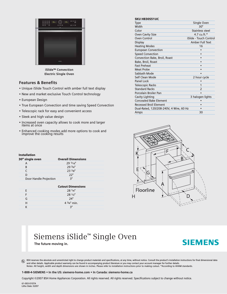 30inc iSlide Single Oven