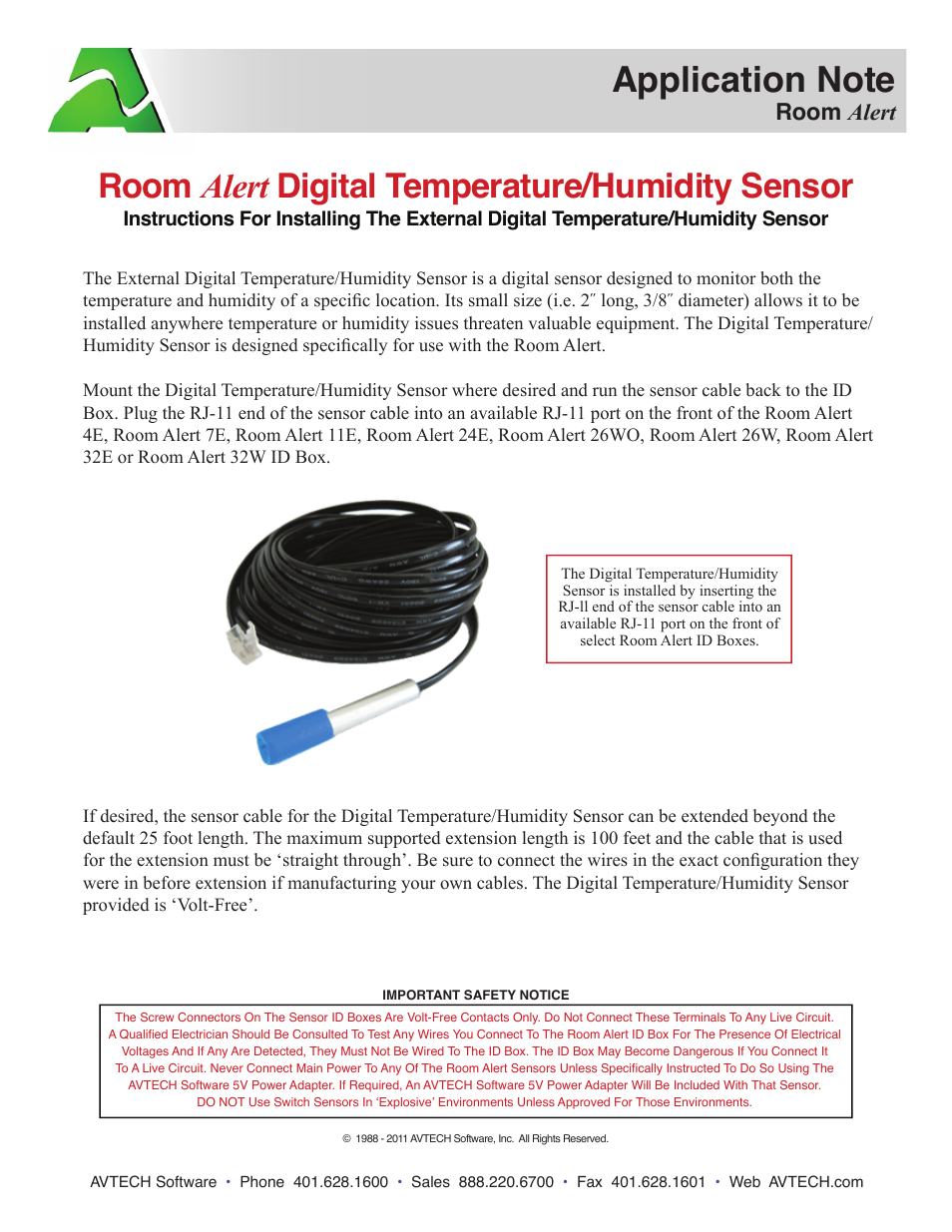 Digital Temp & Humidity Sensor (RMA-DTH-SEN)