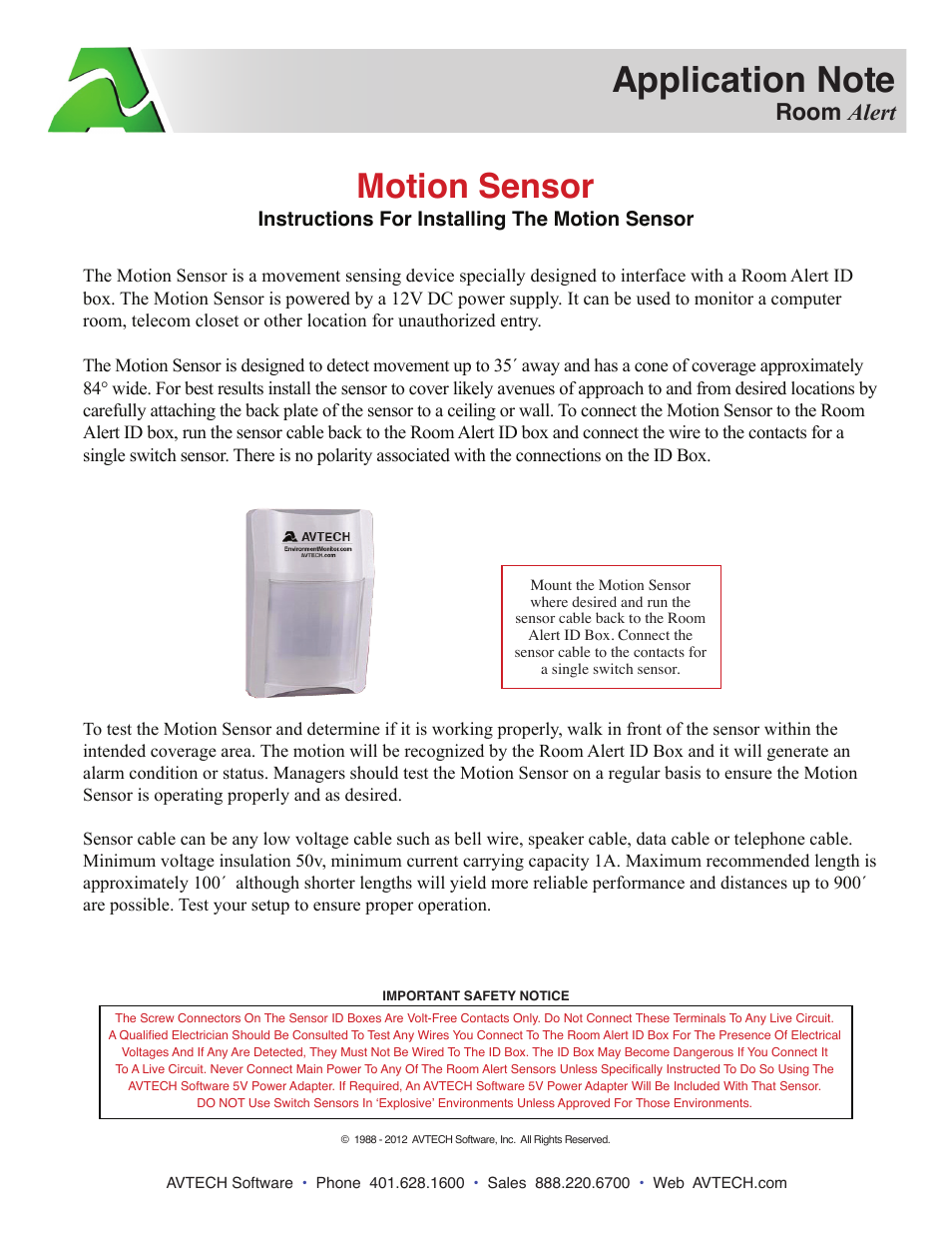 Motion Sensor (RMA-MOT2-SEN)