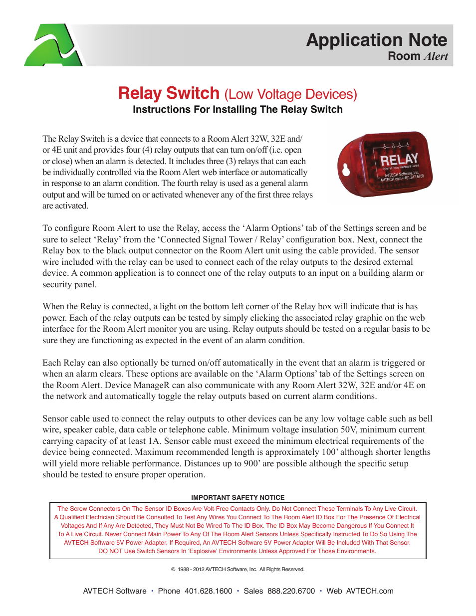 Relay Switch Sensor (RMA-RELAY-SEN)