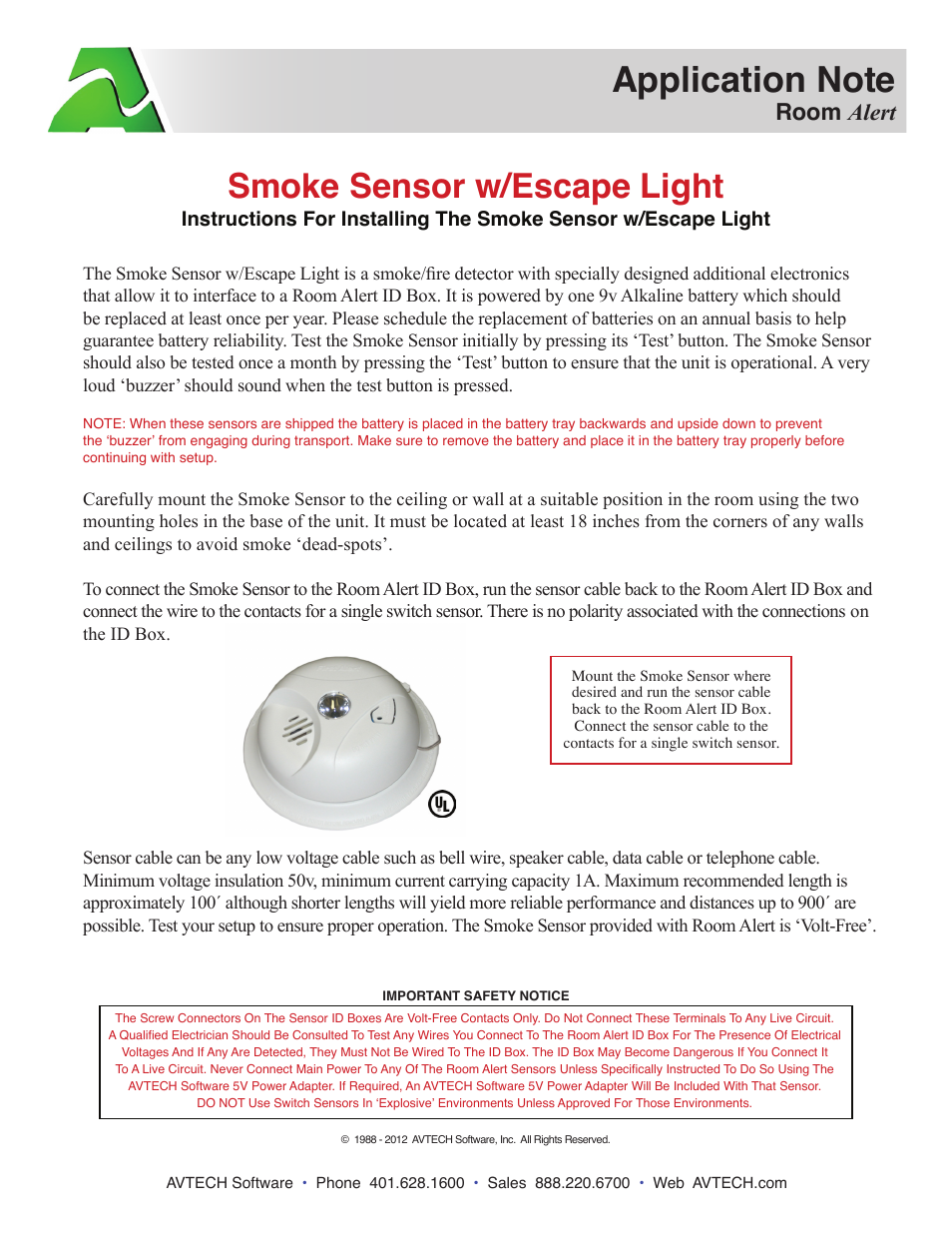 Smoke Sensor w_Escape Light (RMA-SS1-SEN)