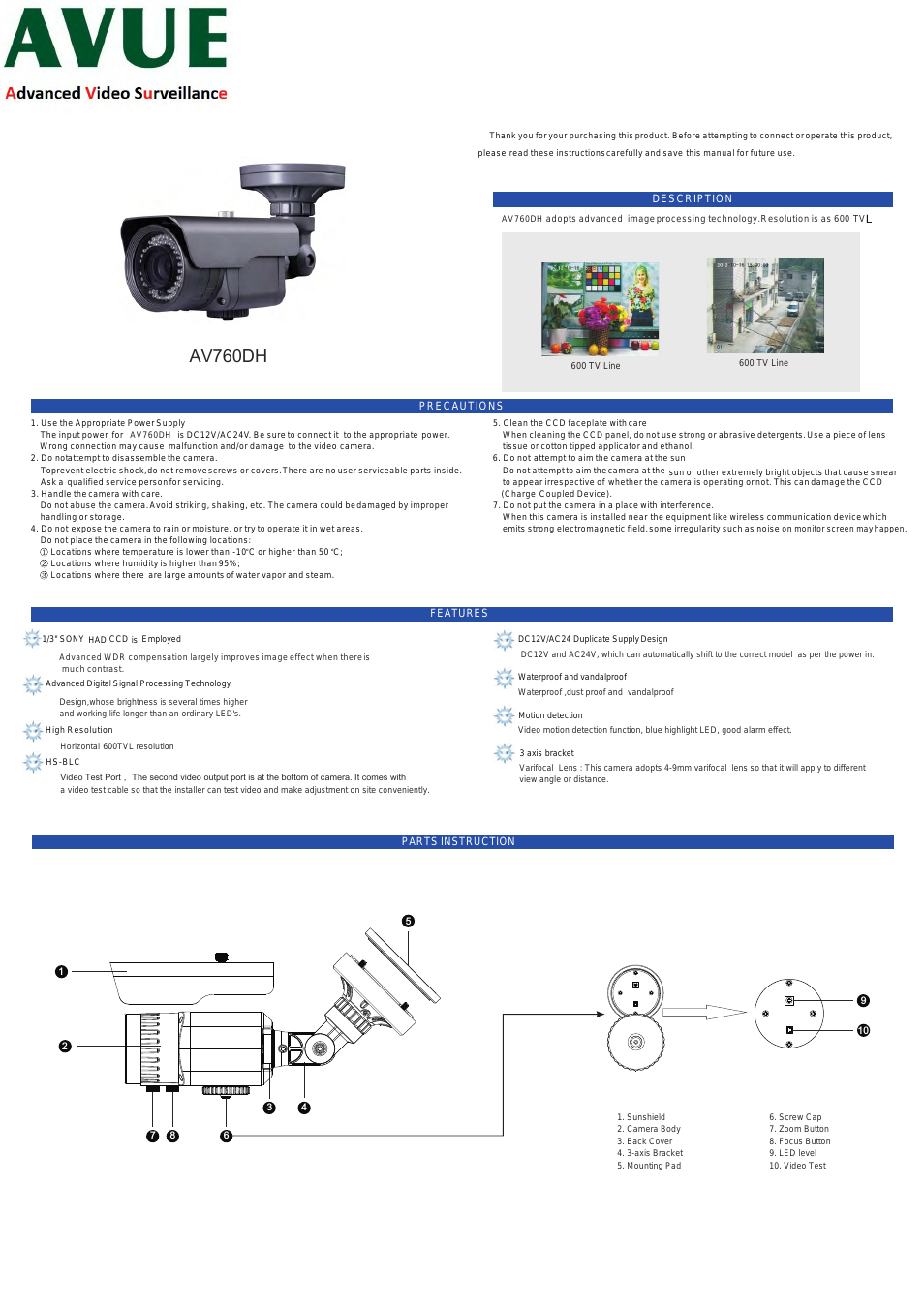 AV760DH – High Resolution Weather Proof IR Bullet Camera