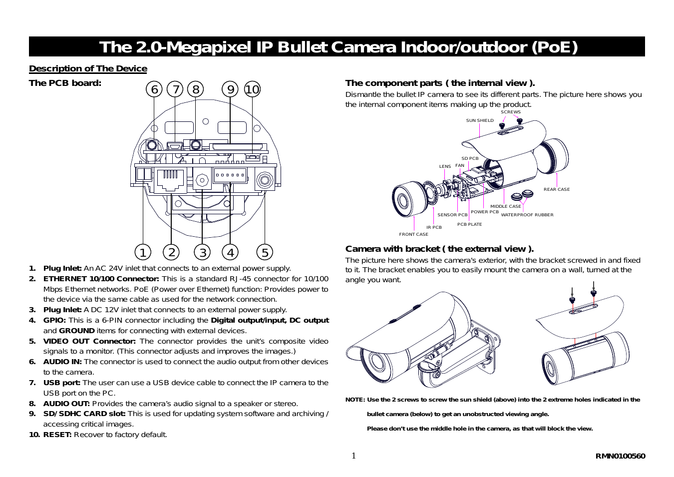 AVC552MIP – 2 Mega Pixel IP Network Bullet Camera