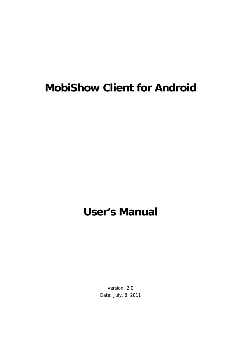 MobiShow User's Manual for Android