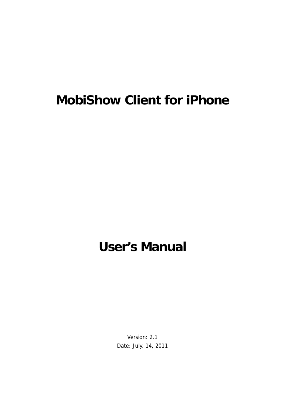 MobiShow User's Manual for iPhone