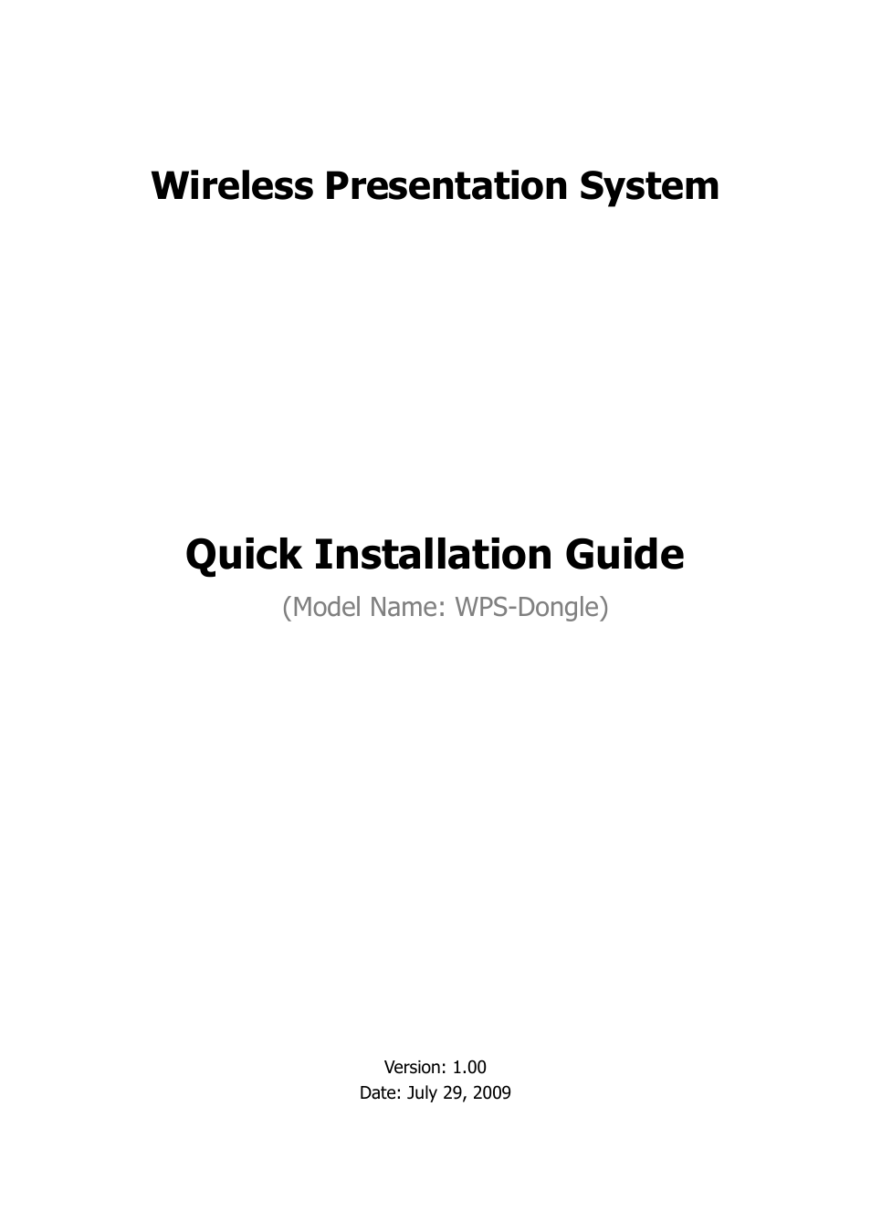 WIGA / WGA-110 Quick Install Guide