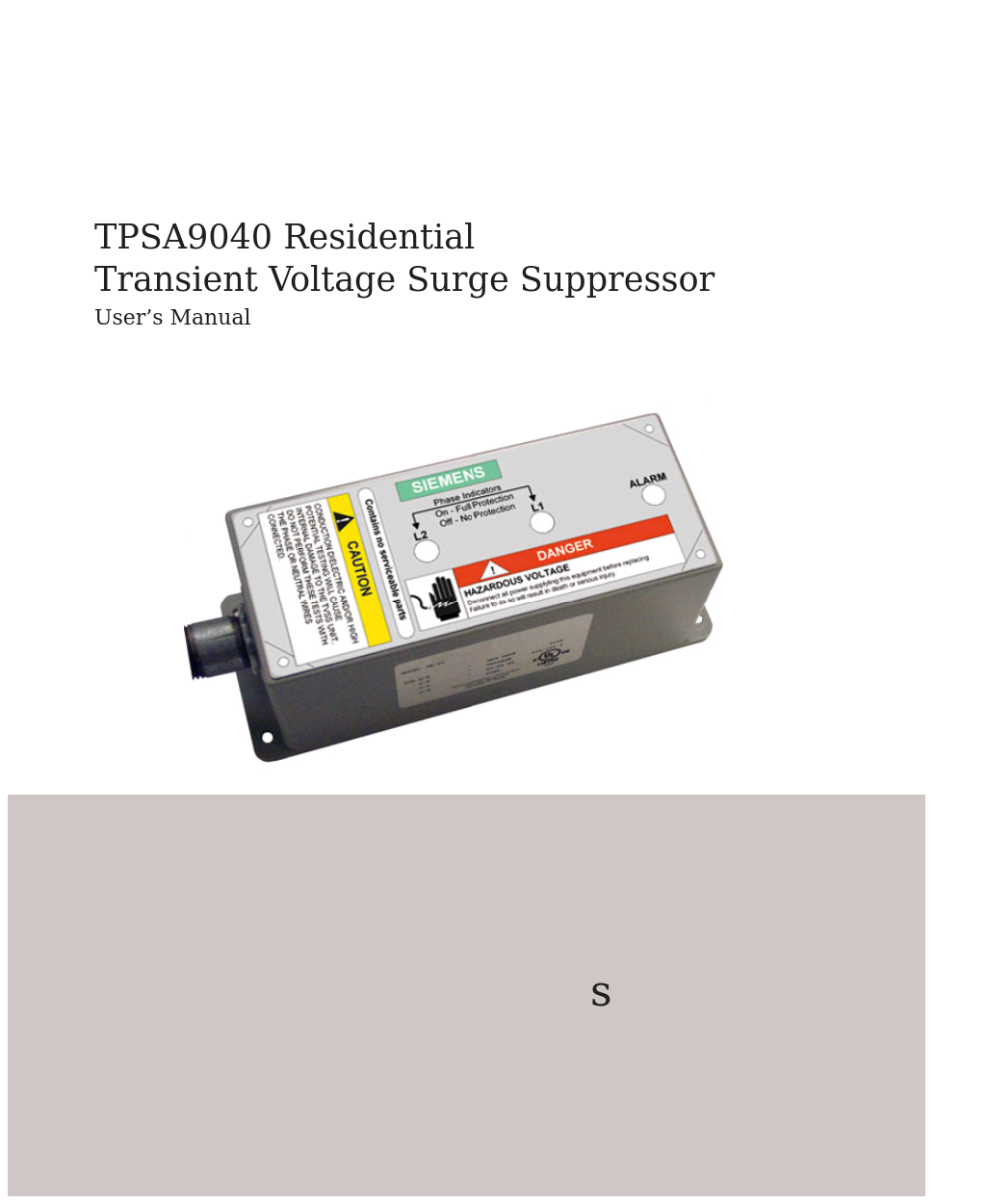 Residential Transient Voltage Surge Suppressor TPSA9040