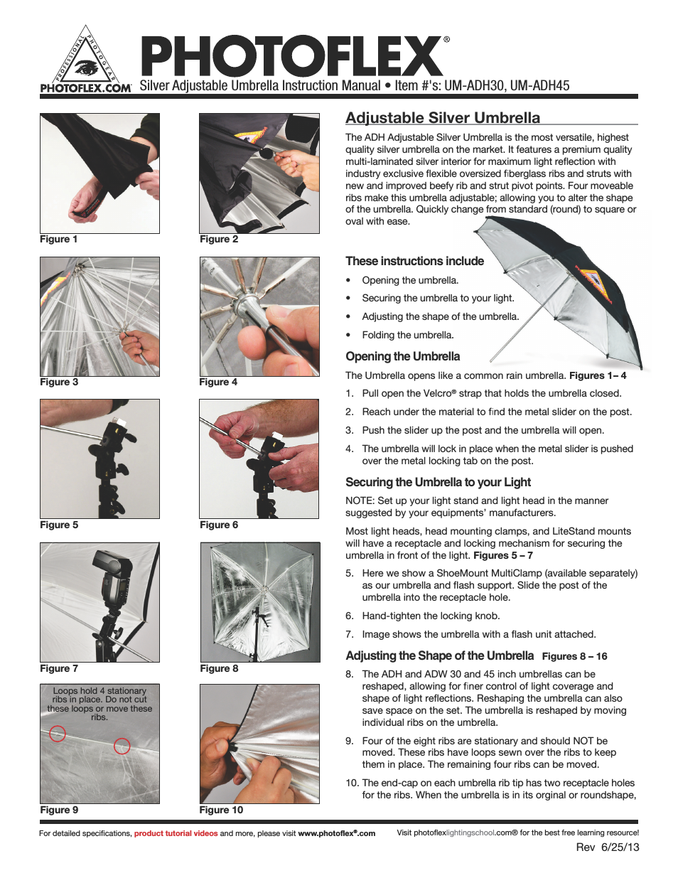 UM-ADH30 ADH 30 Silver Adjustable Umbrella