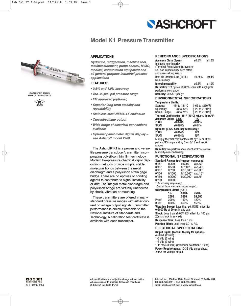 Model K1 Pressure Transmitter