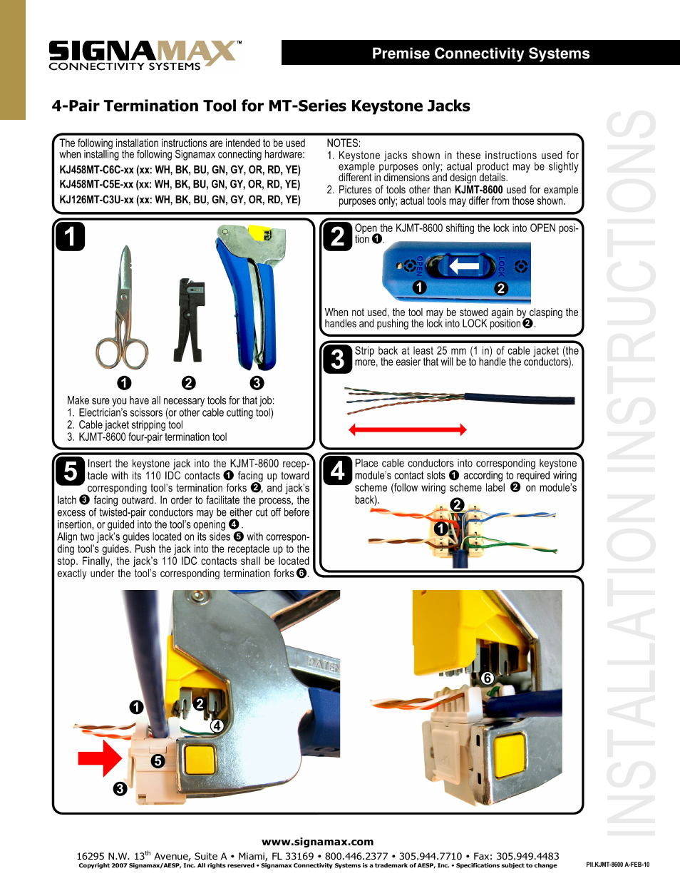 Four-Pair Termination Tool for MT-Series Keystone Jacks