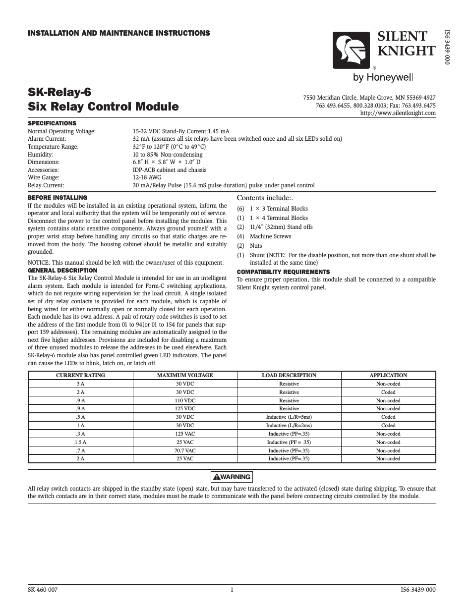 SK-Relay-6 Addressable Six Relay Module