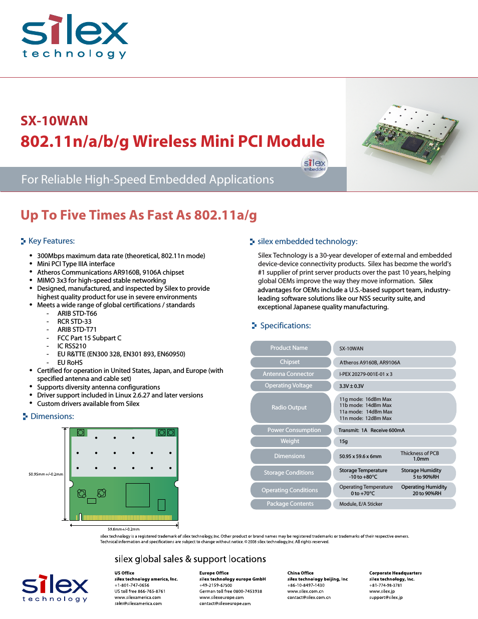 Wireless Mini PCI Module SX-10WAN