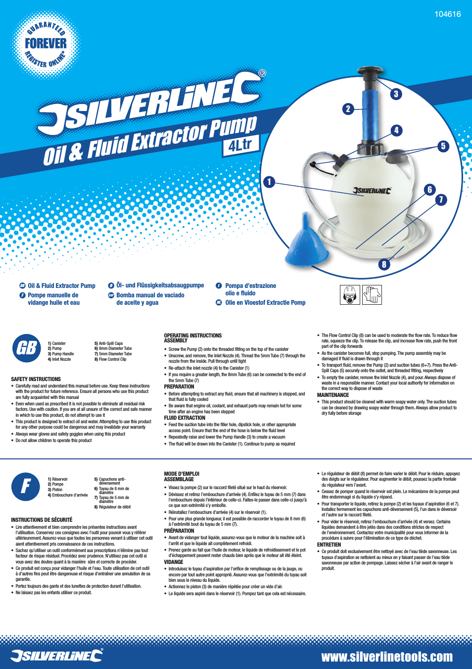 Oil & Fluid Extractor Pump 4Ltr