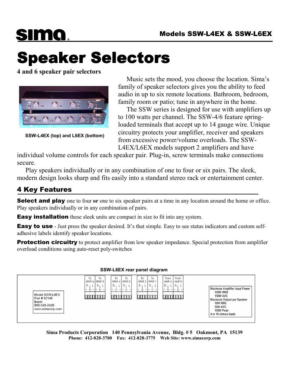Speaker Selectors SSW-L4EX