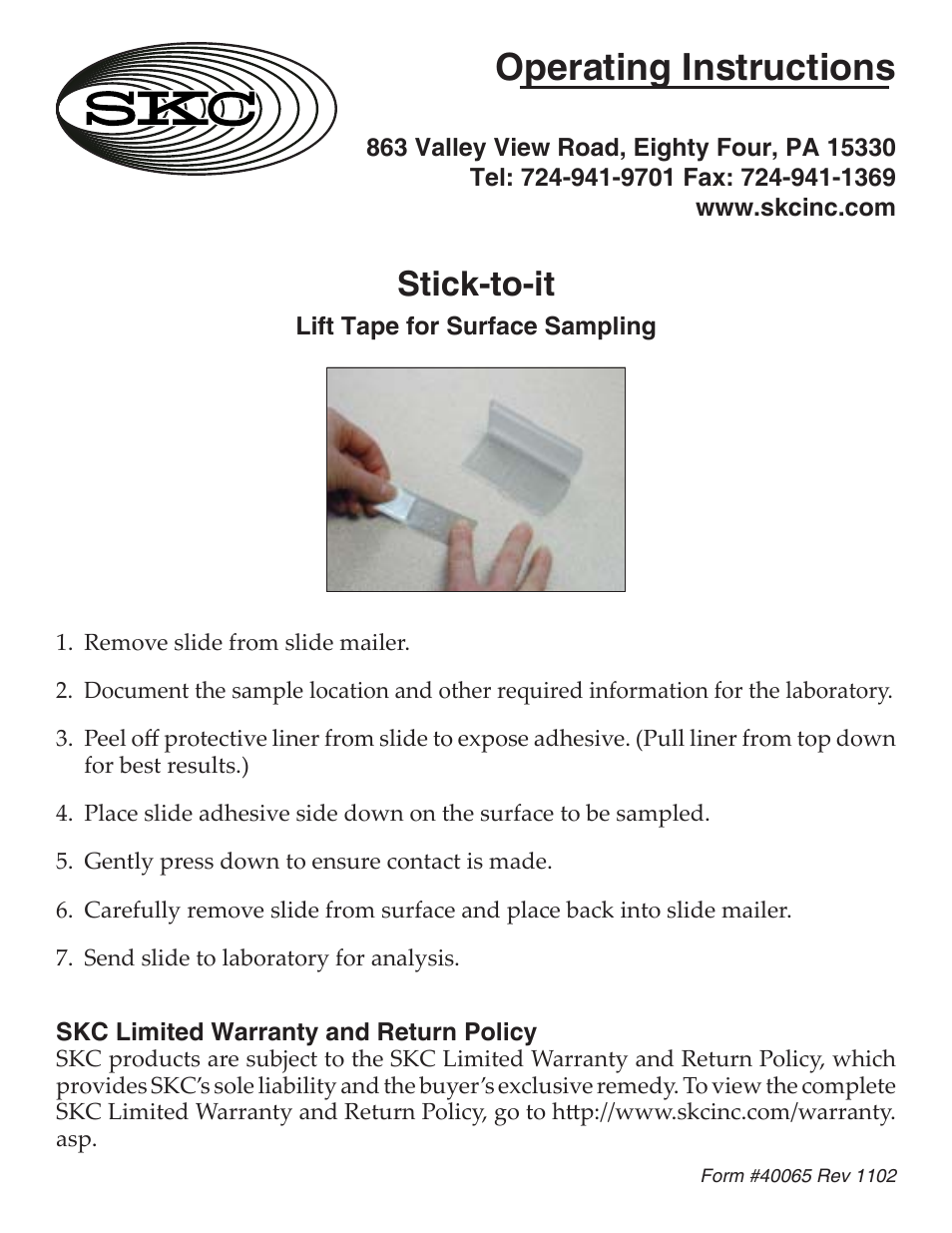 225-9808 Stick-to-it Lift Tape for Surface Sampling