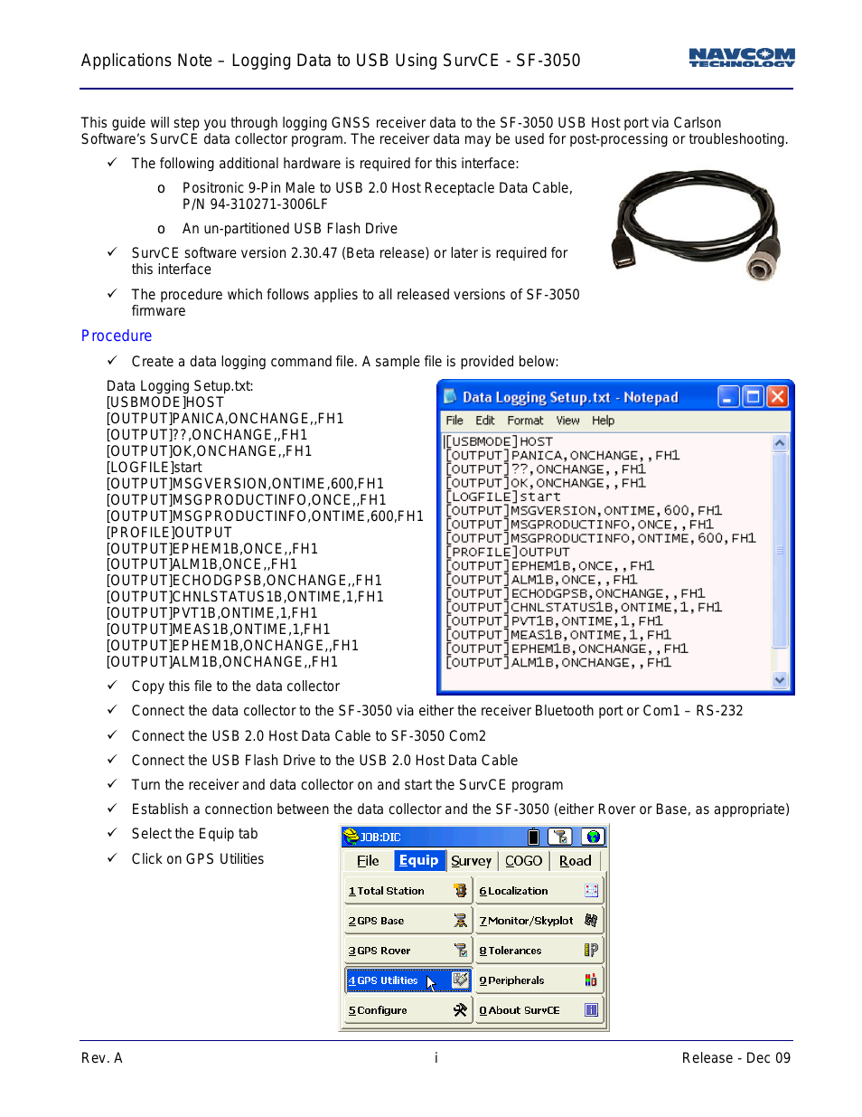 SF-3050 Logging Data to USB Using SurvCE