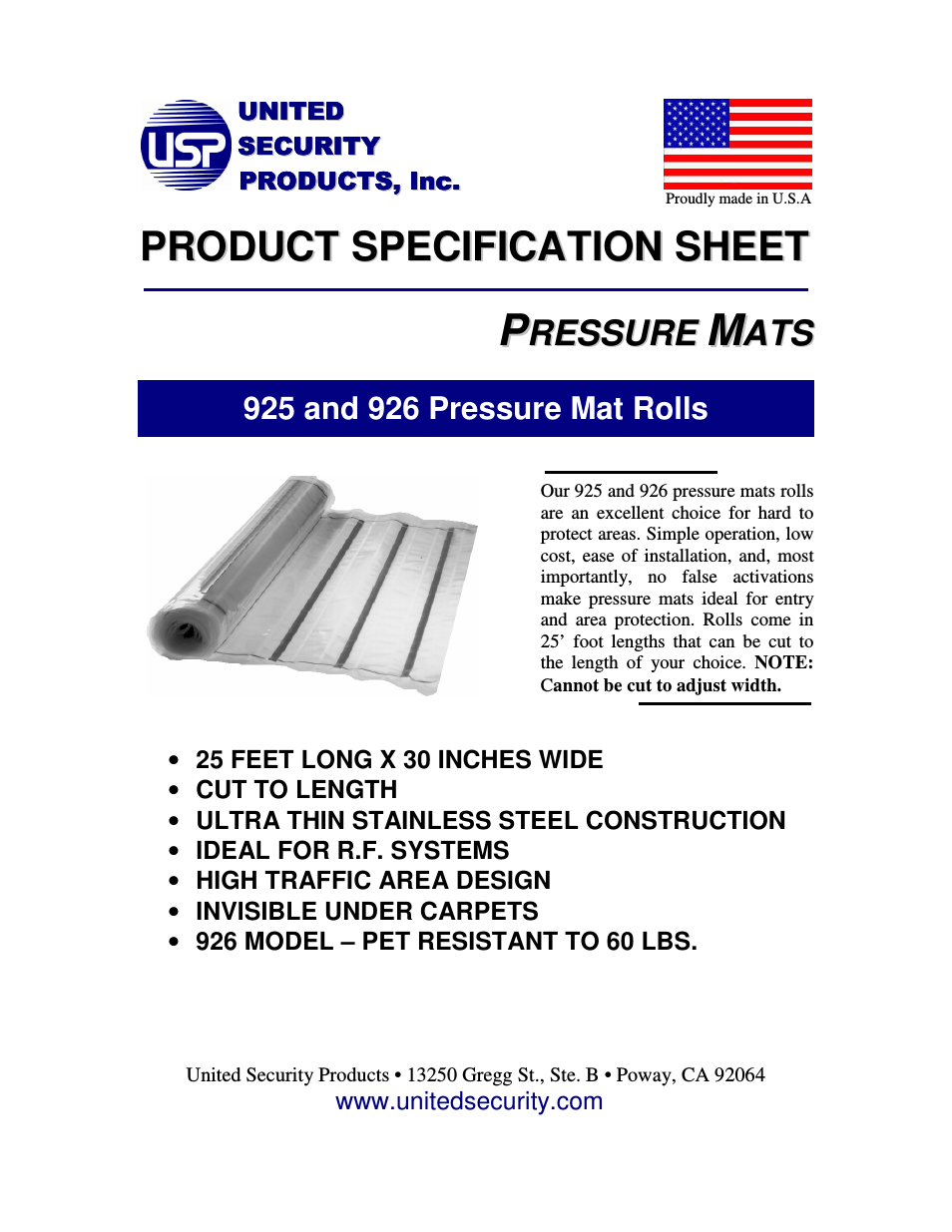 925 Pressure Mat Rolls