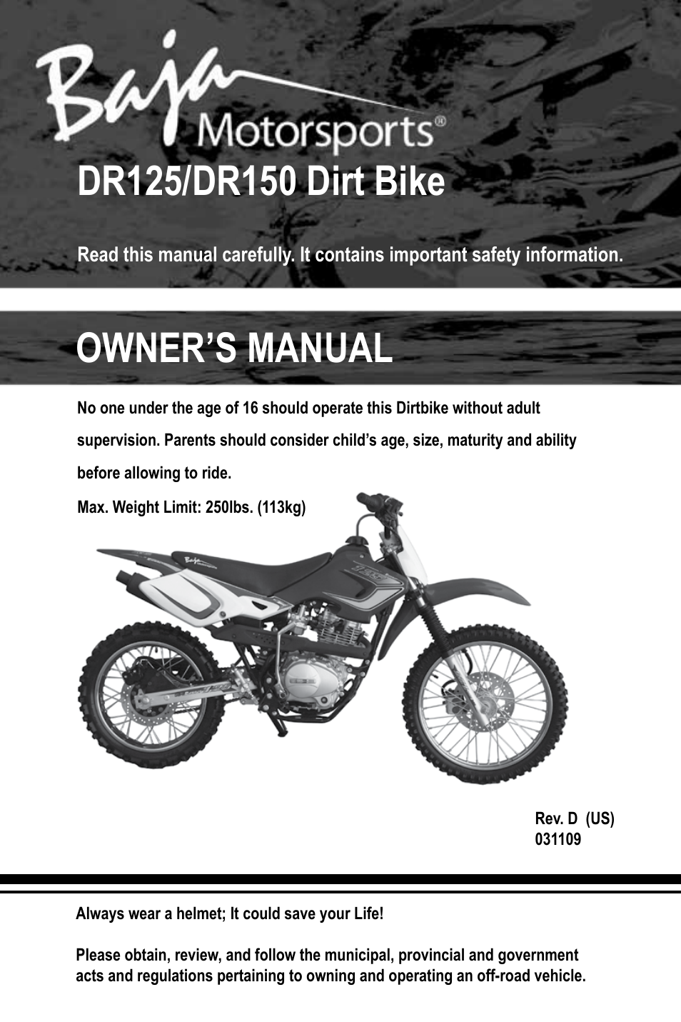DR125 Operator's Manual