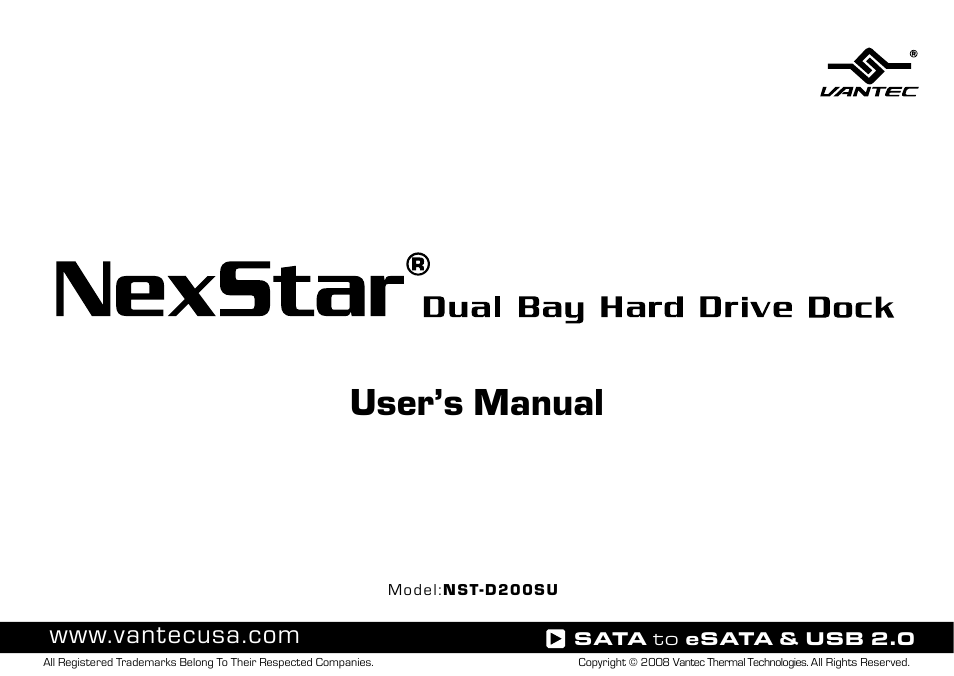 NexStar Dual Bay Hard Drive Dock NST-D200SU