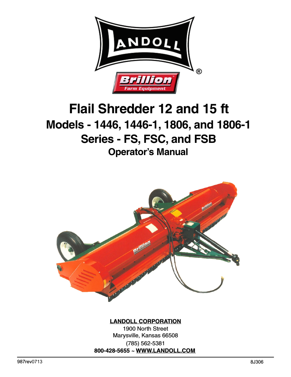 1806/1806-1 FS, FSC, FSB Series Flail Shredder