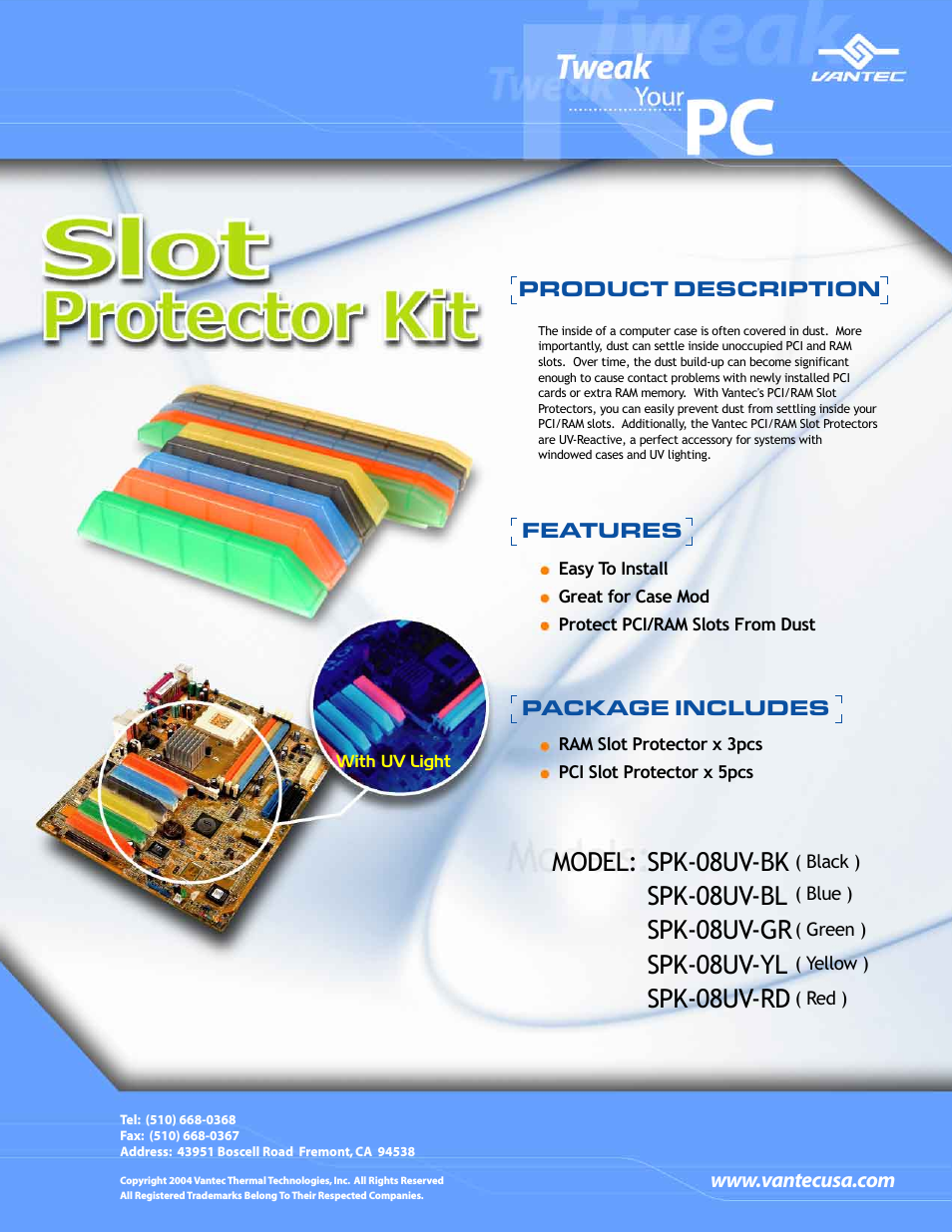 Slot Protector Kit SPK-08UV-BK