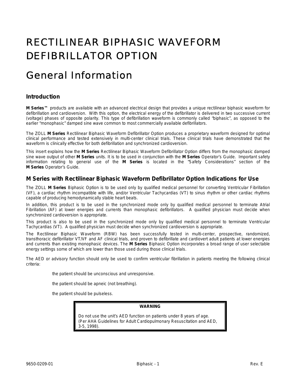 M Series Defibrillator Rev E BiPhasic