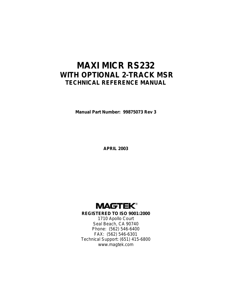 MAXI MICR RS232