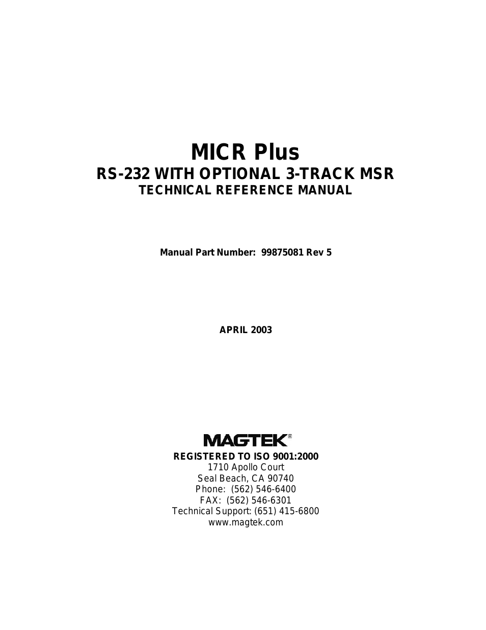 MICR Plus RS-232